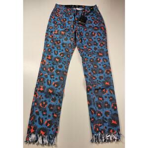 NWT lucky & Blessed sz 8 ankle skinny mid rise colored leapord print jeans pants